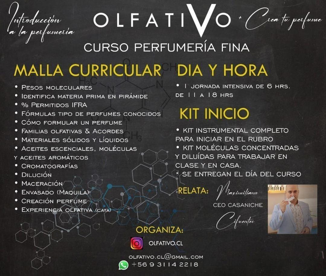 ( RESERVA )CURSO PERFUMERIA BASICO- INTERMEDIO SABADO 22/AGOSTO/2026 NARANJITO PR